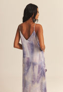 VESTIDO MARIA SEDA IMPRESSÃO BOTÂNICA PALHA DE MILHO ROXO