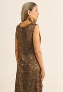 VESTIDO MAIA SEDA IMPRESSAO BOTANICA IMPRESSAO BOTANICA CRAJIRU CHUMBO