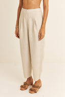 CALCA OLIVIA LINHO OFF-WHITE