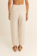 CALCA OLIVIA LINHO OFF-WHITE