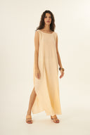 VESTIDO BELA TEXTURA TENCEL TM MODAL AREIA AREIA CURCUMA