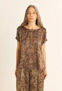 BLUSA LIZ SEDA IMPRESSAO BOTANICA IMPRESSAO BOTANICA CRAJIRU ROXO