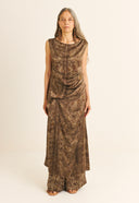 VESTIDO MAIA SEDA IMPRESSAO BOTANICA IMPRESSAO BOTANICA CRAJIRU CHUMBO