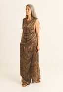 VESTIDO MAIA SEDA IMPRESSAO BOTANICA IMPRESSAO BOTANICA CRAJIRU CHUMBO