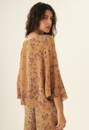 BLUSA KAUANA SEDA IMPRESSAO BOTANICA CATUABA MACELA CLITORIA