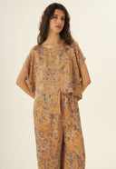 BLUSA LIZ SEDA IMPRESSAO BOTANICA CATUABA MACELA CLITORIA