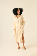 CHEMISE CECI CAMBRAIA DE LINHO AREIA