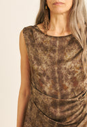 VESTIDO MAIA SEDA IMPRESSAO BOTANICA IMPRESSAO BOTANICA CRAJIRU CHUMBO