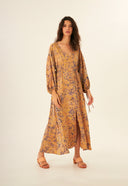VESTIDO APARECIDA IMPRESSAO BOTANICA CATUABA MACELA CLITORIA