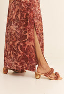 VESTIDO NARA SEDA IMPRESSAO BOTANICA IMPRESSAO BOTANICA CRAJIRU VERMELHO